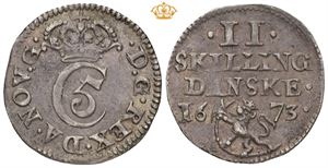 2 skilling 1673. S.42