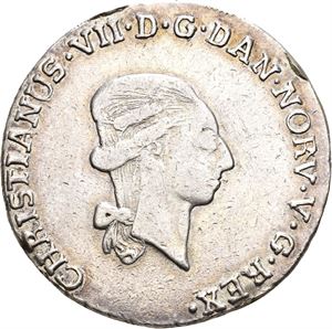 CHRISTIAN VII 1766-1808 1/3 speciedaler 1803. Har vært innfattet/has been mounted. S.1