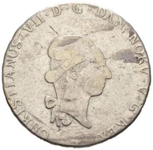 2/3 speciedaler 1795. RR. S.7. Denne uhyre sjeldne 2/3 specien med 2 over 3 er sannsynligvis den første typen som ble preget og ble kun preget i dette året. Mynten kjennes bare i noen meget få eksemplarer.