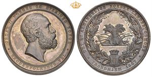 Oscar II. Det 8. Almindelige Norske Landbrugsmøde i Trondhjem 1887. Bronse 35 mm