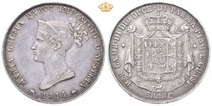 Parma, Maria Luigia, 5 lire 1815. Liten ripe på advers/minor scratch on obverse