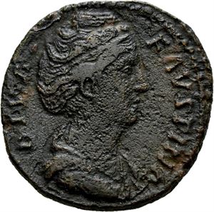 Faustina Sr. d.141 e.Kr., Æ dupondius, Roma etter 147 e.Kr. R: Aeternitas ståend
