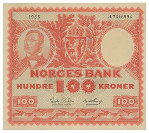 Norway. 100 kroner 1955. D7446994