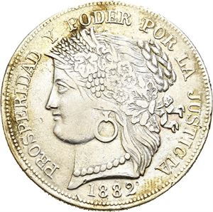 Ayacucho, 5 pesetas 1882LM (1882)