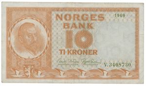 10 kroner 1969. V.3408730