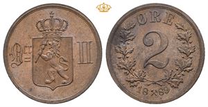 2 øre 1889 Flekk.