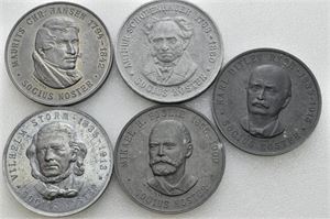 Lot 5 stk. medaljer i zink; 1942, 1943, 1944, 1945 og 1960