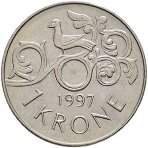 1 krone 1997 uten hull