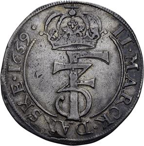 FREDERIK III 1648-1670. 2 mark 1669. S.40 var.