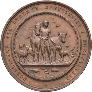 Foreningen til dyrenes beskyttelse i Christiania 1885. Throndsen. Bronse. 50 mm