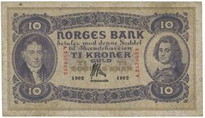 10 kroner 1902 A 3530023. SS.  Blekkflekk på revers.