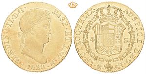 Ferdinand VII, 4 escudos 1820. GJ. Madrid