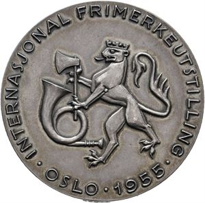 Norge, Norwex 1955. Internasjonal frimerkeutstilling. Rui. Sølv. 40 mm