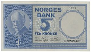 5 kroner 1957. D.9239402