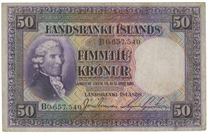 50 kronur 1936 B 0657540.  Sieg 33.