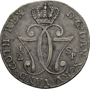 CHRISTIAN VII 1766-1808. KONGSBERG. 1/2 speciedaler 1776. S.5