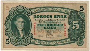 5 kroner 1916. E6910189