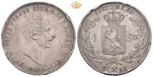 Oscar I (1844 - 1859) 1 speciedaler 1856 Kantskader.