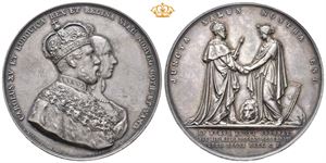 Karl XV. Kongens og dronningens kroning 1860. Ericsson. Sølv. 48 mm