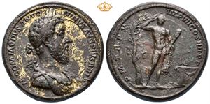 Commodus. AD 180-192- Æ bi-metallic gold-plated medallion (40 mm, 58,95 g).