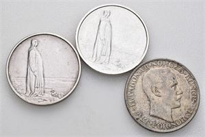 Lott 3 stk. 2 kroner; 1914 Jub. (2) og 1917