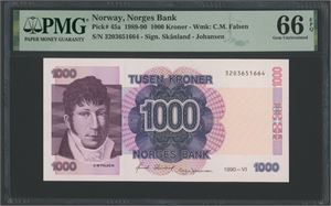 1000 kroner 1990. 3203651664.