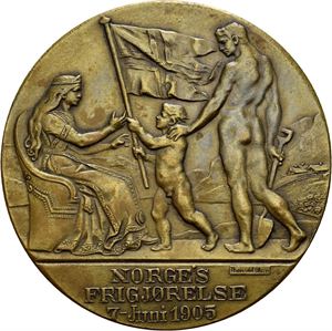 Norges frigjørelse 1905. Olsen. Bronse. 48 mm