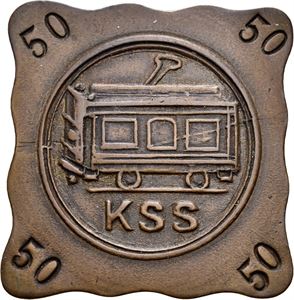 Kristiania Sporveisselskab, merke for gratis transport for ansatte (Nr.50)