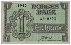 1 krone 1942. A649853.