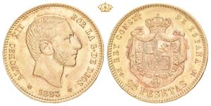 Alfonso XII, 25 pesetas 1883. MS M. Madrid