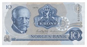 10 kroner 1972. QI0068724. Erstatningsseddel/replacement note