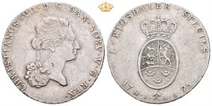 Speciedaler 1795. S.5. Liten ripe på revers/small scratch on reverse