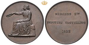 Den 2dn Industriutstilling i Bergen 1852. Bergslien. Bronse. 38 mm