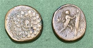 Lot of 2 greek bronze coins.