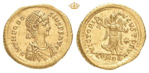 Theodosius II, AD 402-450. AV tremissis (15,5 mm; 1,49 g)