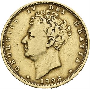 George IV, sovereign 1826. Filemerke/trace of filing