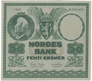 50 kroner 1955. B.7581471.