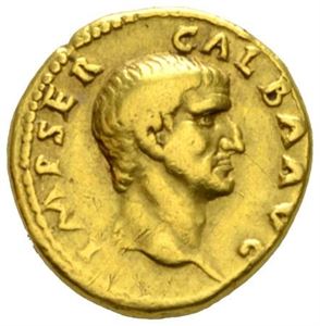 GALBA 68-69, aureus, Roma 68 e.Kr. (7,24 g). R: Skrift innenfor eikekrans.