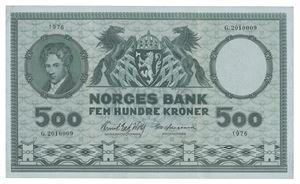 500 kroner 1976. G.2010009. Erstatningsseddel