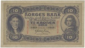 10 kroner 1937. W.0197709.