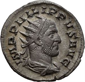 Philip I 244-249, antoninian, Roma, 248 e.Kr. R: Tranquillitas stående mot venstre
