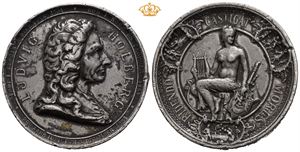 1884 Ludvig Holberg.  Variant DØD I SORØ.  50 mm, tinn.  En del hakk.