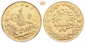 Abdul Hamid II, 100 kurush 1293 år 2 (=1877). Riper/scratches