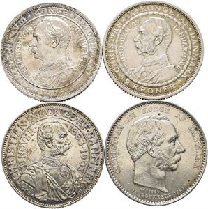 Lott 4 stk. 2 kroner; 1888, 1903, og 1906 (2)