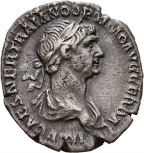 Trajan 98-117, denarius, Roma 116 e.Kr. R: Fortuna sittende mot venstre