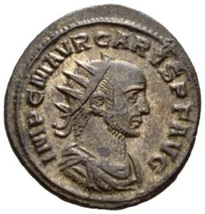 CARUS 282-283, antoninian, Antiokia 283 e.Kr. R: Carus og Carinus stående