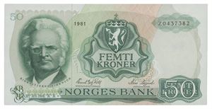 50 kroner 1981. Z0437382. Erstatningsseddel/replacement note