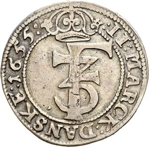 FREDERIK III 1648-1670, CHRISTIANIA, 2 mark 1655. S.35