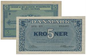 Danmark. 2 stk. 5 kroner