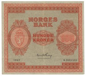 100 kroner 1947. B2091533